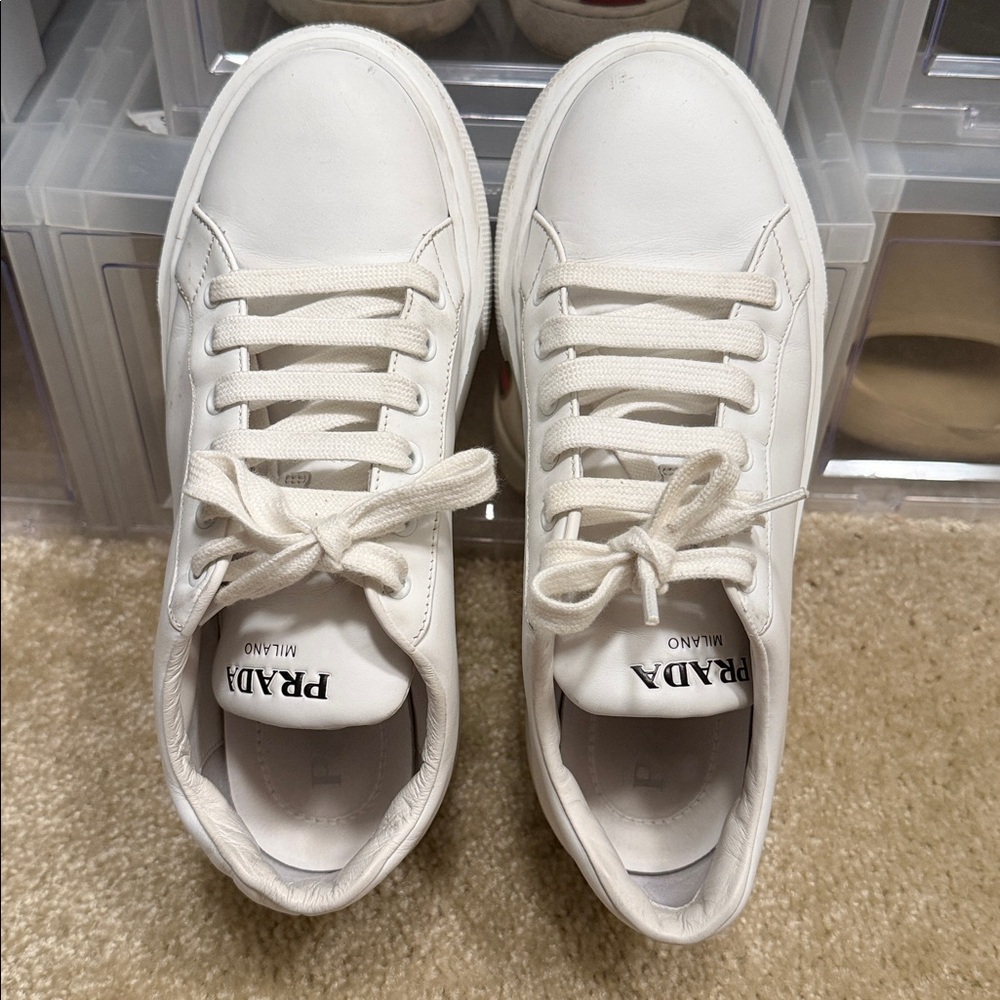 Women’s Prada Leather Sneakers in White - Picture 4 of 6